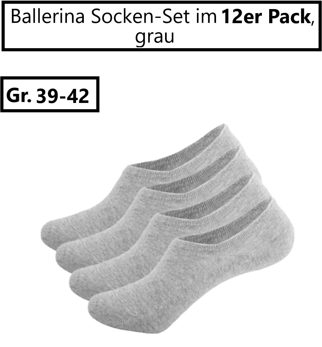 Filbert Ballerina Socken -12 Paar Gr. 39-42 grau Zehensocke Kurzsocken, Damen