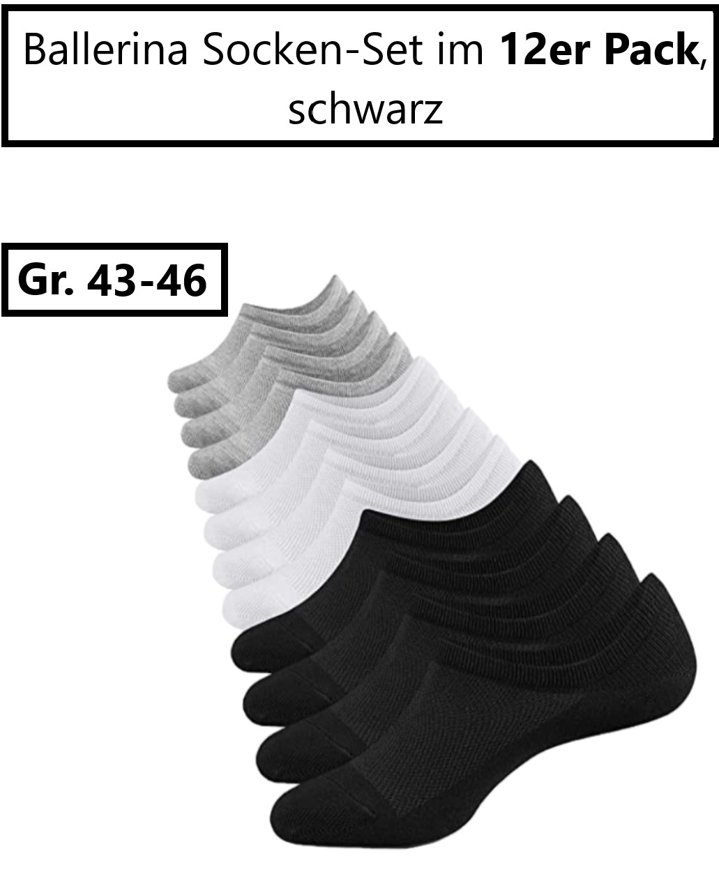 Filbert Kurzsocken -12 Paar Gr. 43-46 schwarz Zehensocken Socken, Damen