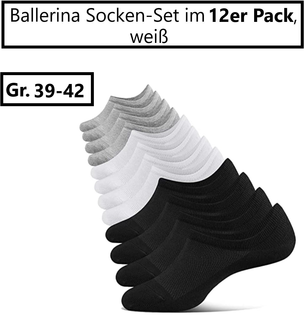 Filbert Ballerina Socken -12 Paar Gr. 39-42 weiß Zehensocke Kurzsocken, Damen