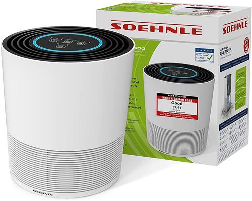 Soehnle Airfresh Clean Connect 500 mit Bluetooth, Luftreiniger Allergiker mit App-Anbindung, Air Purifier reinigt 99,5% aller Partikel, Keime, Pollen, Luftreiniger Raucherzimmer bis 78m²