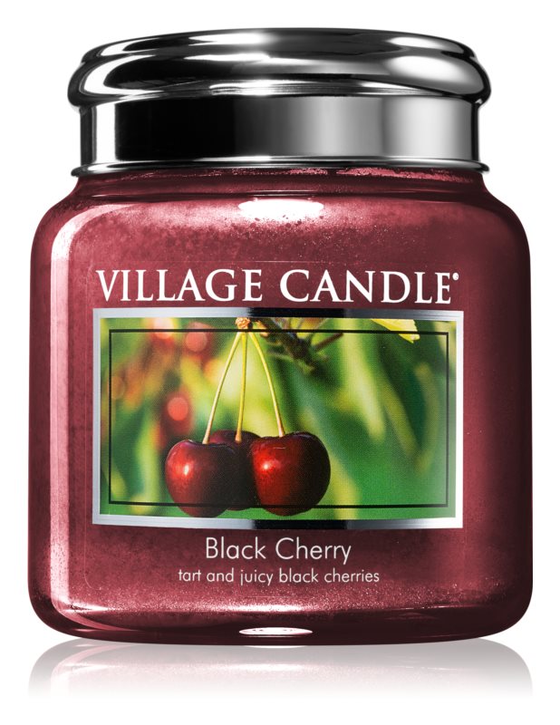 Village Candle Black Cherry Duftkerze im Glas 389 Gramm, Brenndauer 105 Std, Raumkerze, Kerze
